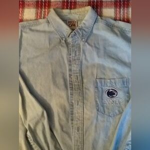 Red Oak Penn State Long Sleeve Mens XL Denim Shirt EUC